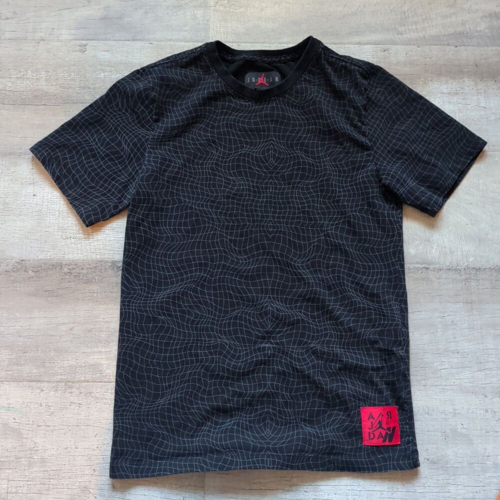 Jordan Legacy AJ 4 Grid Pattern Allover Print T-Shirt size Mens SMALL EUC